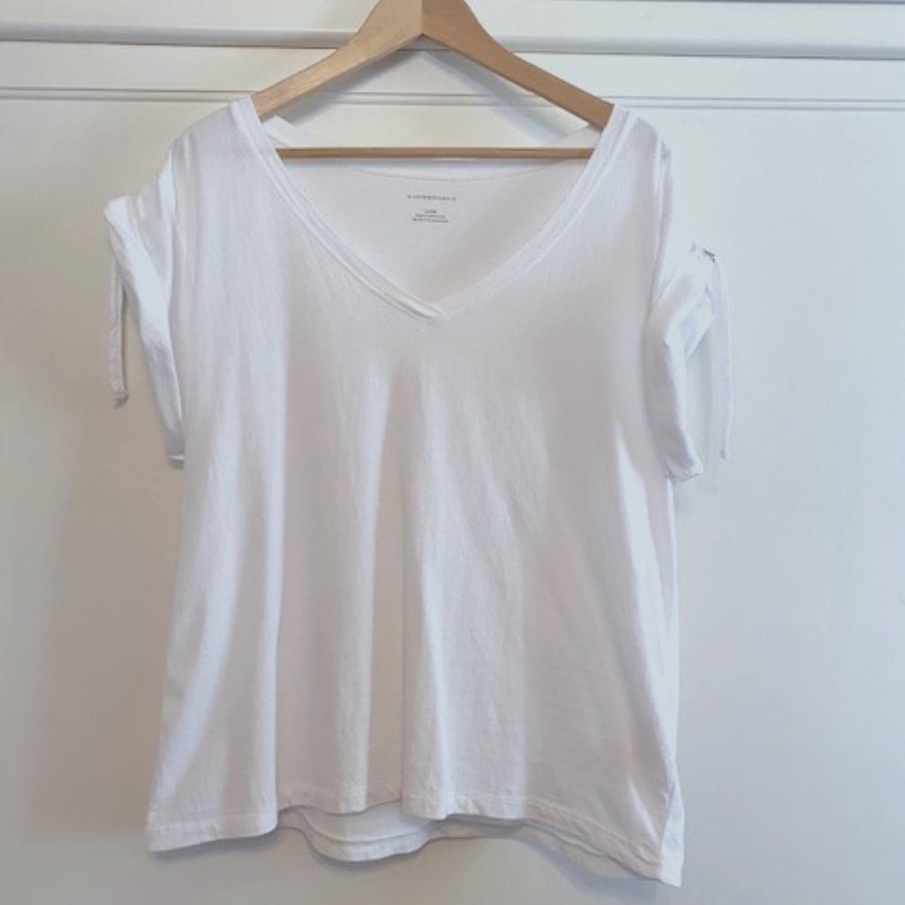 White V-Neck Women's Top